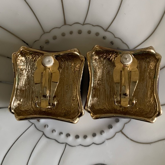 Vintage•New without tags ./.•rich burgundy|golden crossbar ClipOns - Picture 4 of 4